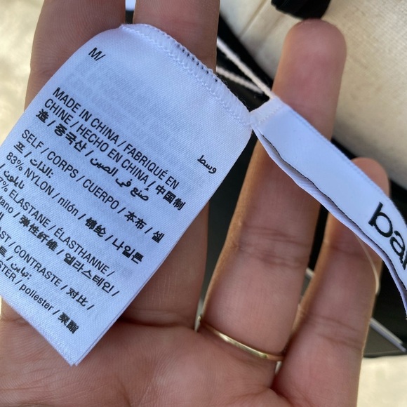 NWT Bar III Women's One Piece Swimsuit Medium Black White Color Block Halter - Picture 7 of 7